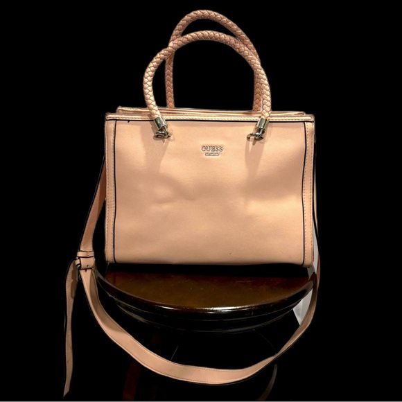 2/$25 Guess Pink Satchel with Braded Handles with Silver Accents - Picture 1 of 9